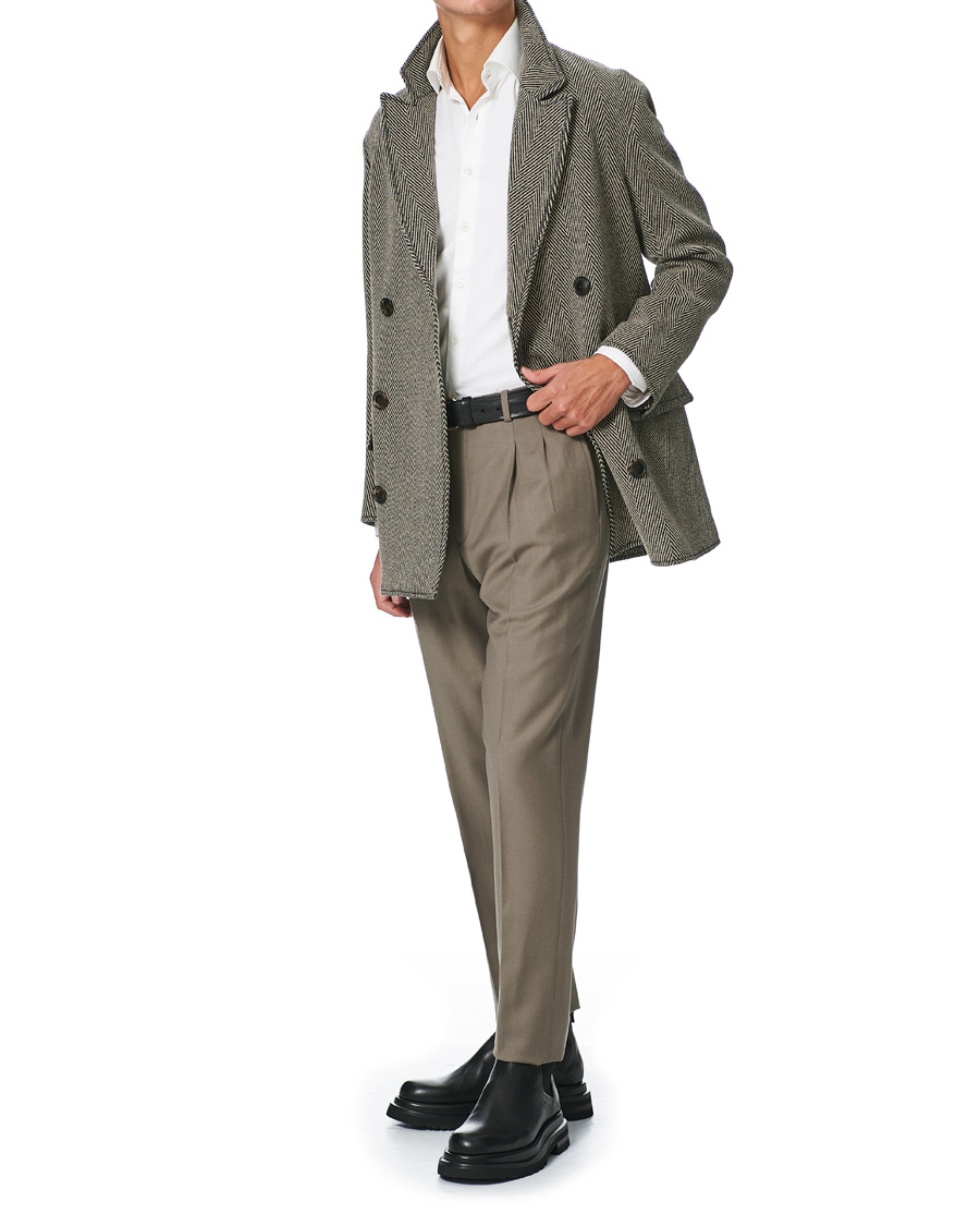 Herre | Jakker | Giorgio Armani | Wool Chevron Peacoat Grey