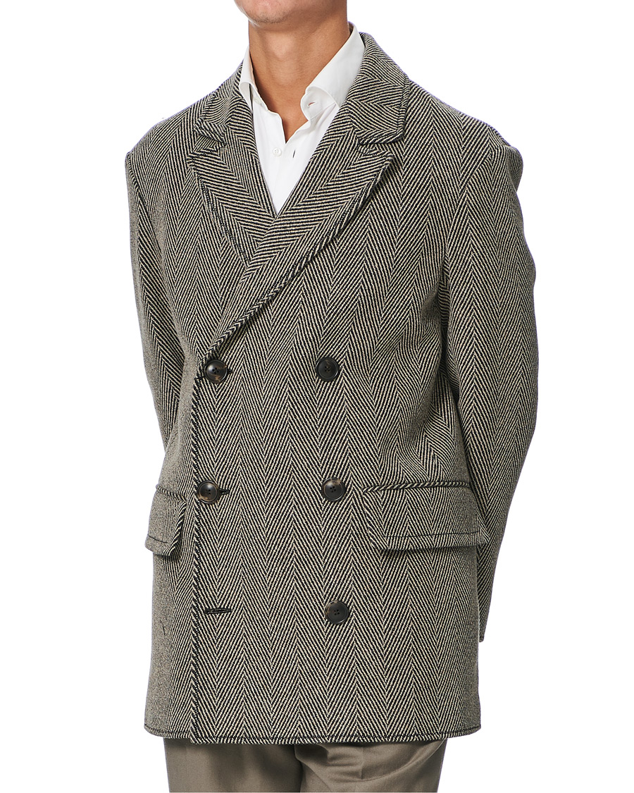 Herre | Jakker | Giorgio Armani | Wool Chevron Peacoat Grey