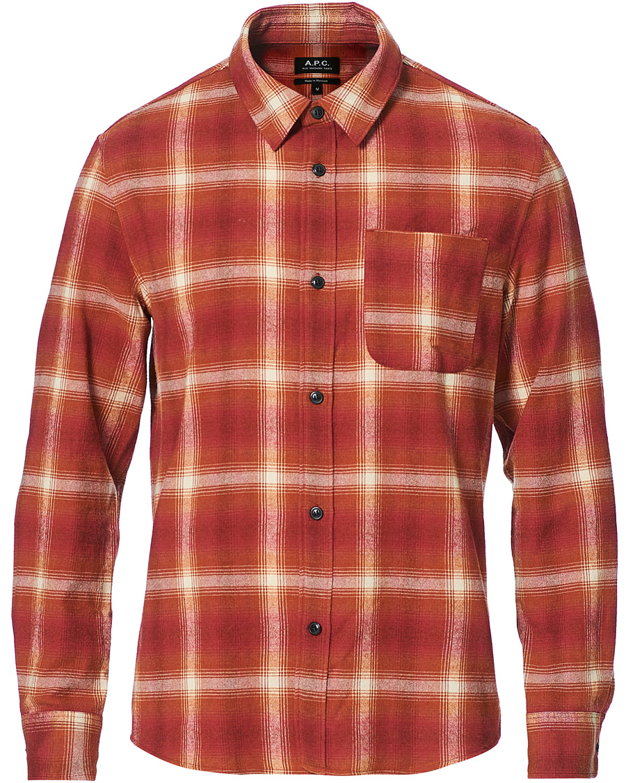 Herre | Skjorter | A.P.C. | Trek Flannel Overshirt Red Check