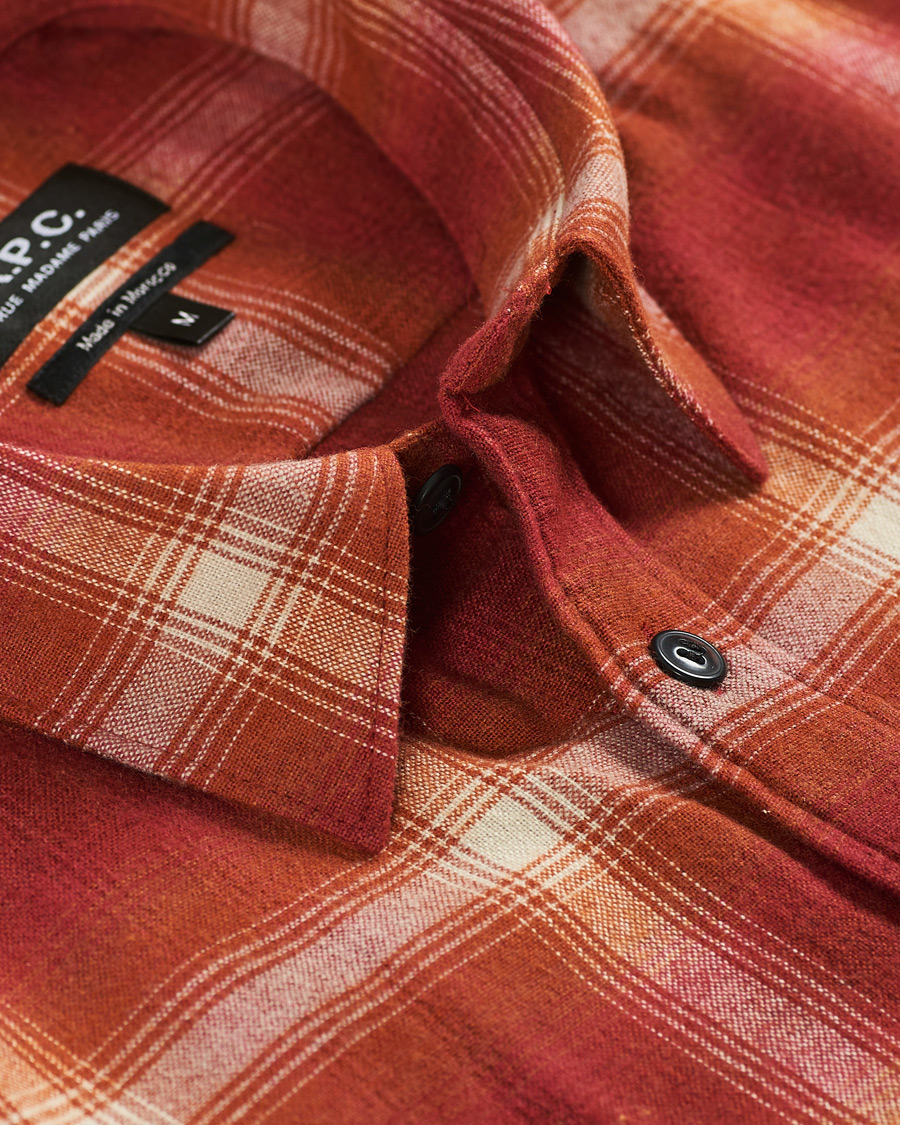 Herre | Skjorter | A.P.C. | Trek Flannel Overshirt Red Check