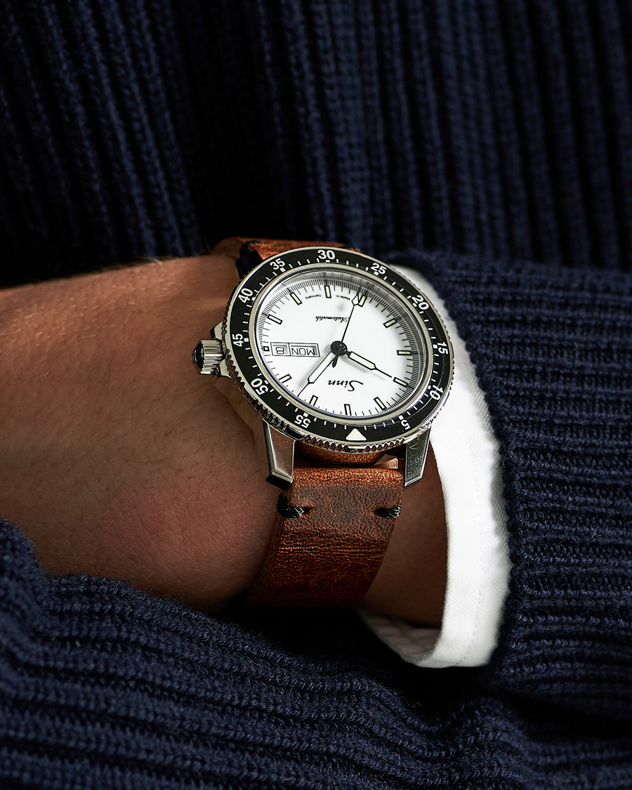 Herre |  | Sinn | 104 I W Pilot Watch 41mm Leather Strap White