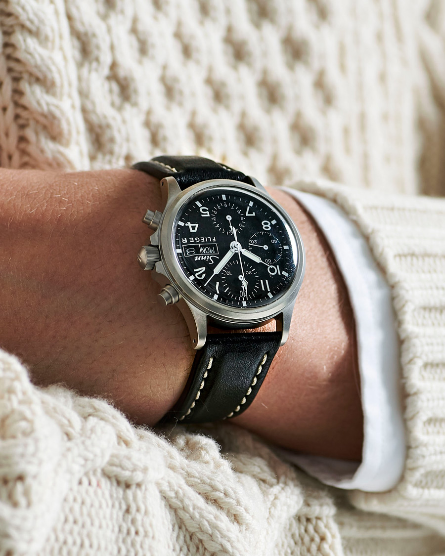 Herr | Läderarmband | Sinn | 356 Pilot Watch 38,5mm Black