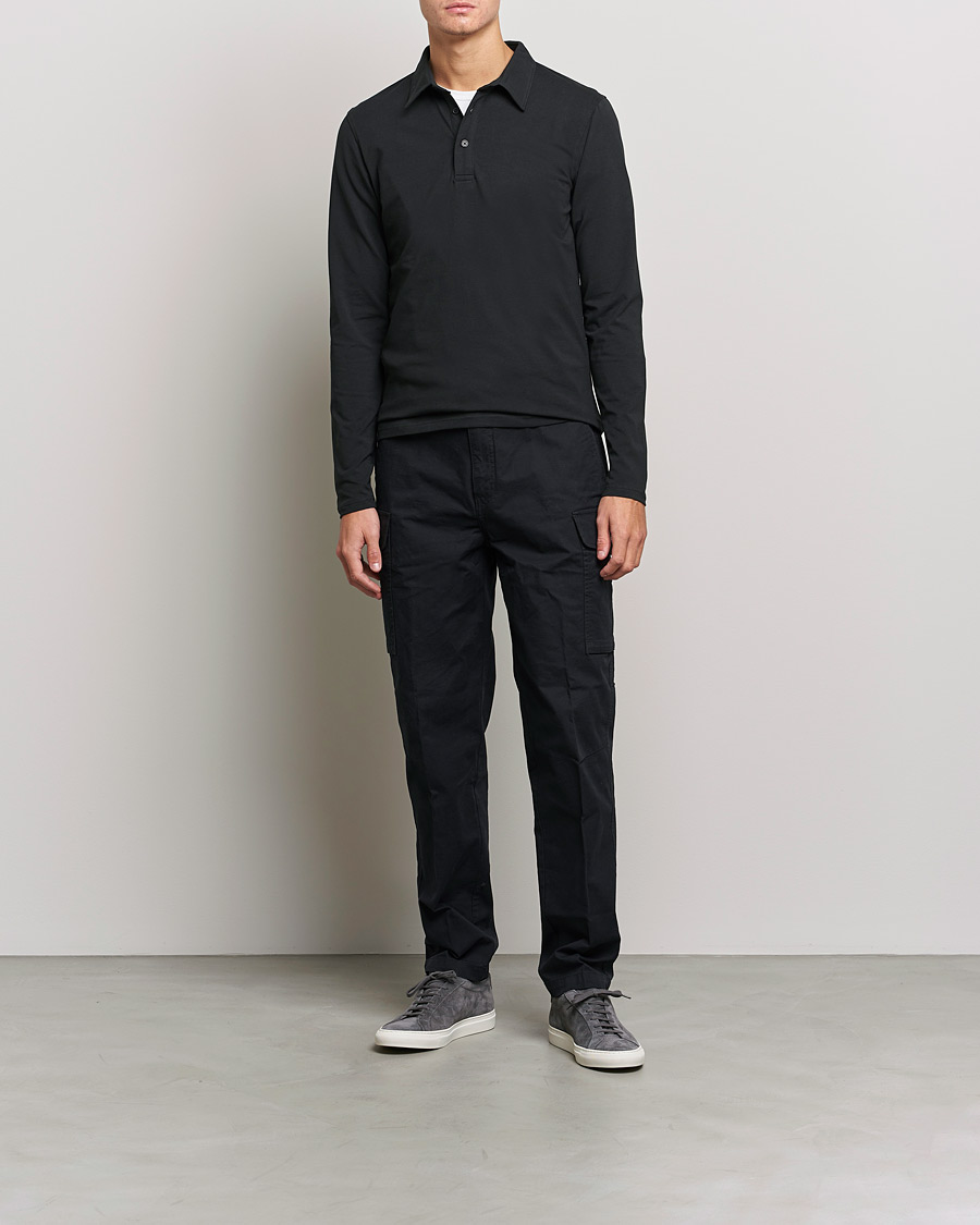 Herre | Gensere | Bread & Boxers | Long Sleeve Jersey Polo Black