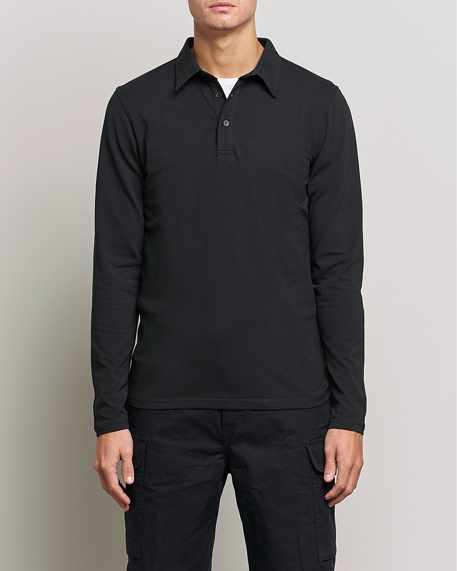 Herre | Gensere | Bread & Boxers | Long Sleeve Jersey Polo Black