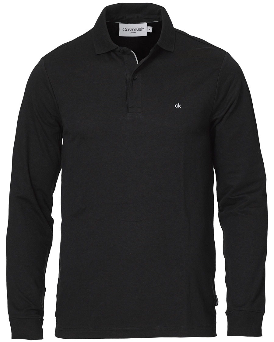 Herre | Gensere | Calvin Klein | Slim Fit Liquid Touch Long Sleeve Polo Black