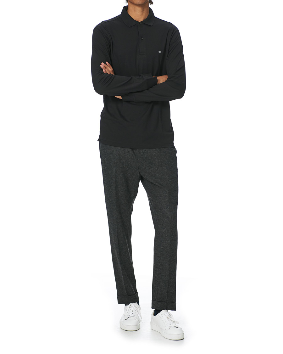 Herre | Gensere | Calvin Klein | Slim Fit Liquid Touch Long Sleeve Polo Black