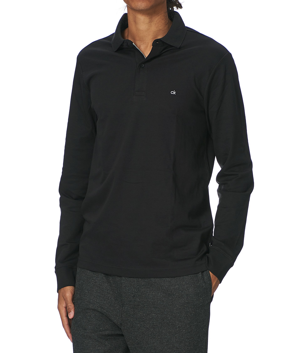 Herre | Gensere | Calvin Klein | Slim Fit Liquid Touch Long Sleeve Polo Black