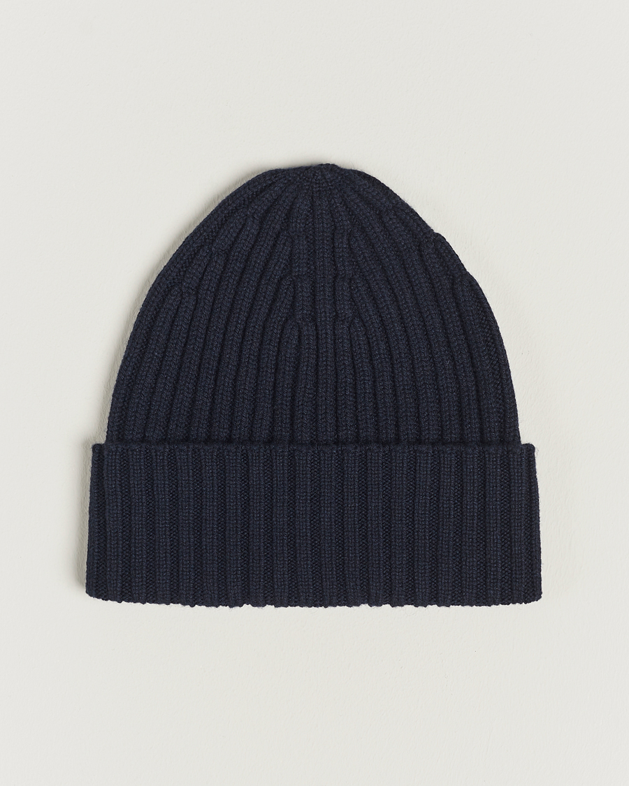 Herre | Luer | Piacenza Cashmere | Ribbed Cashmere Beanie Navy