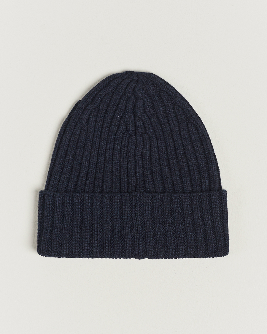 Herre | Luer | Piacenza Cashmere | Ribbed Cashmere Beanie Navy