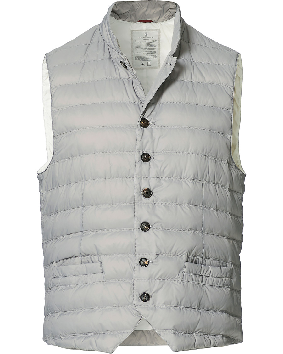 Herre | Jakker | Brunello Cucinelli | Nylon Lightweight Down Gilet Light Grey