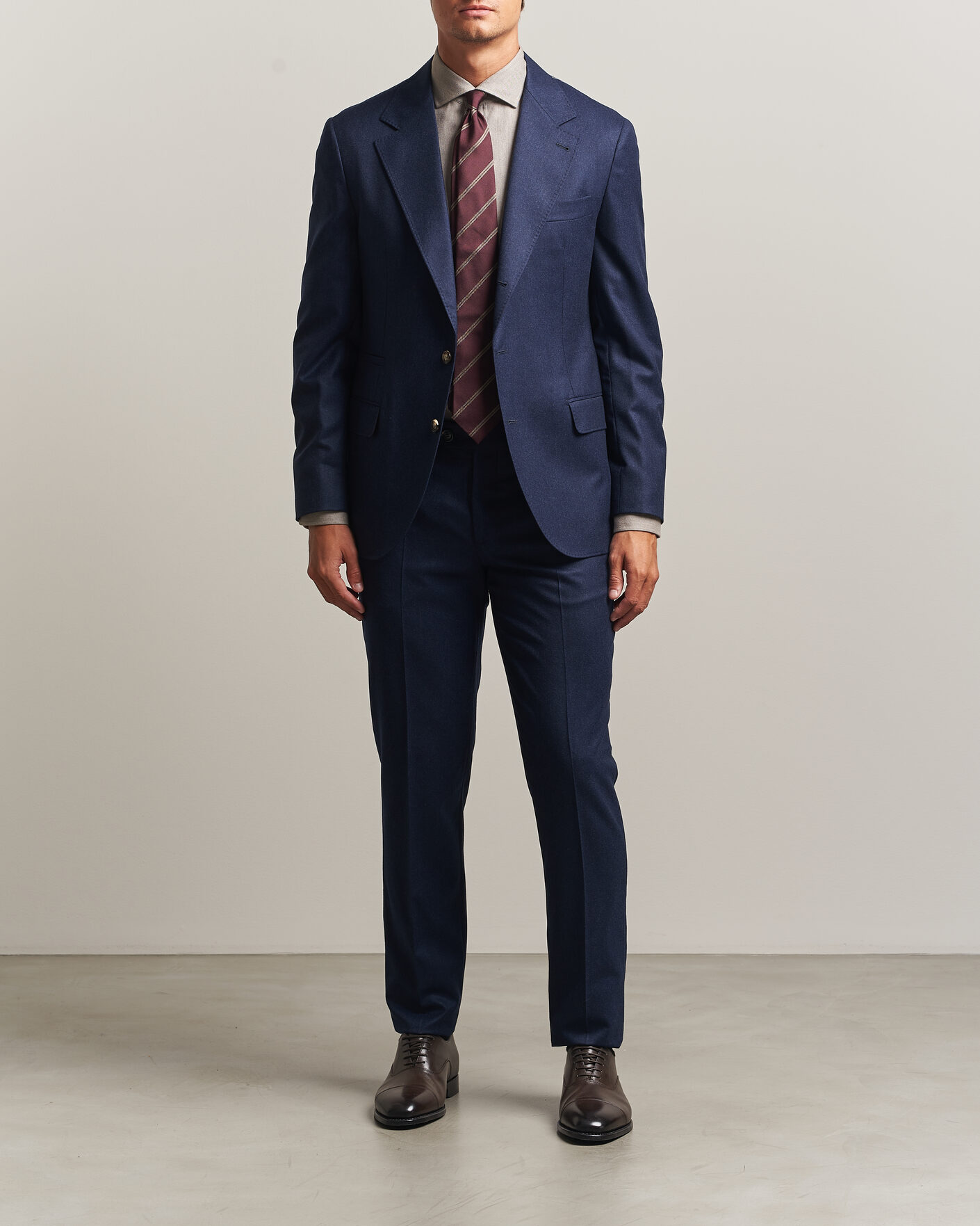 Herre | Bukser | Brunello Cucinelli | Slim Fit Flannel Trousers Navy