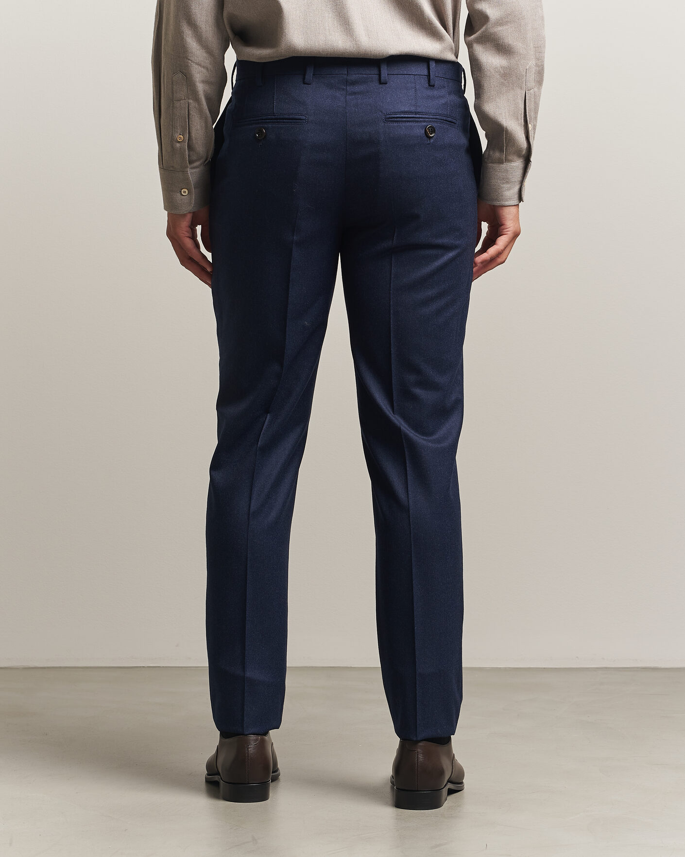 Herre | Bukser | Brunello Cucinelli | Slim Fit Flannel Trousers Navy