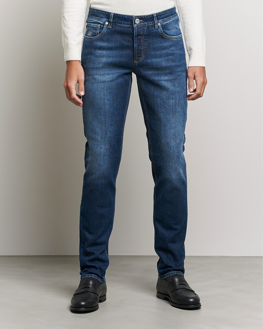 Herre | Jeans | Brunello Cucinelli | Slim Fit Jeans Dark Blue Wash