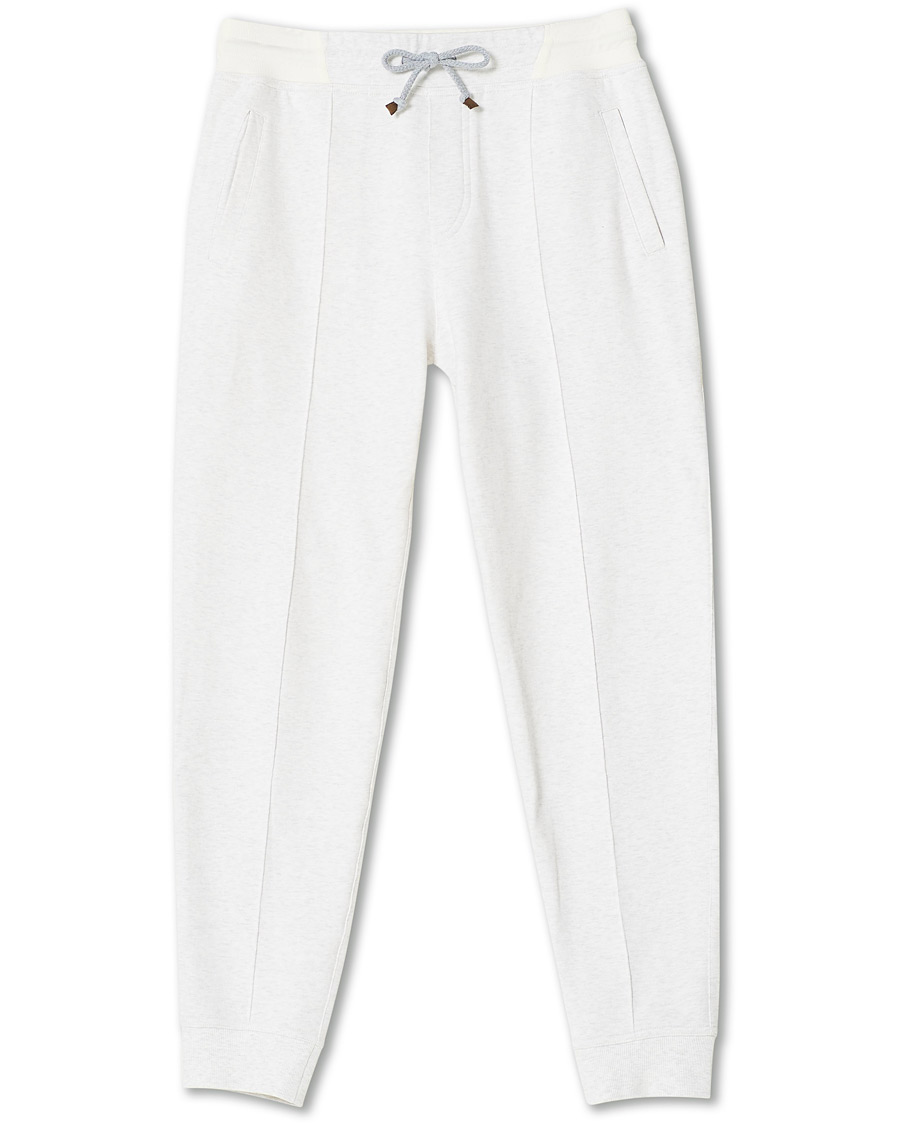 Herre | Bukser | Brunello Cucinelli | Soft Fleece Cotton Jogging Pants Off White
