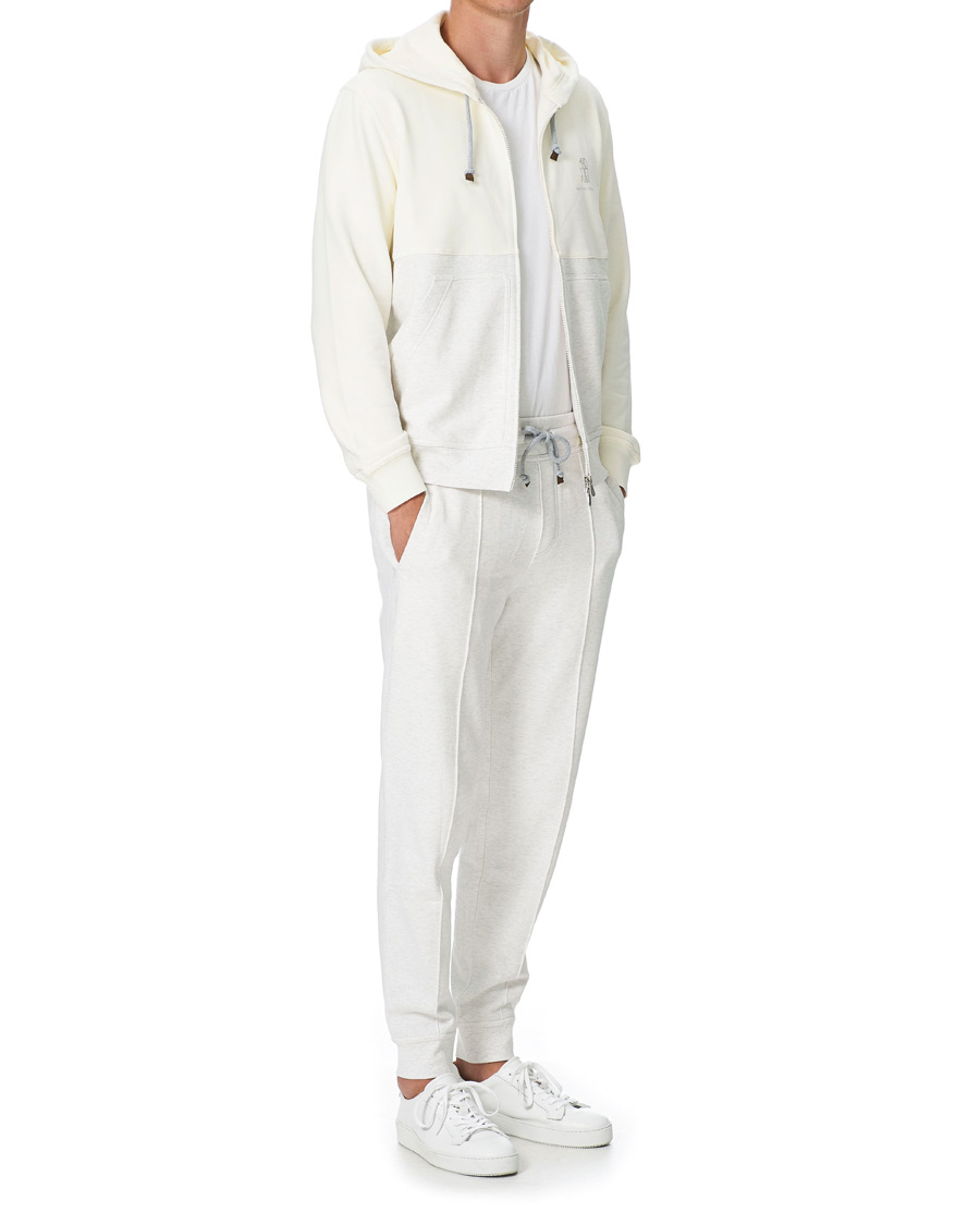 Herre | Bukser | Brunello Cucinelli | Soft Fleece Cotton Jogging Pants Off White