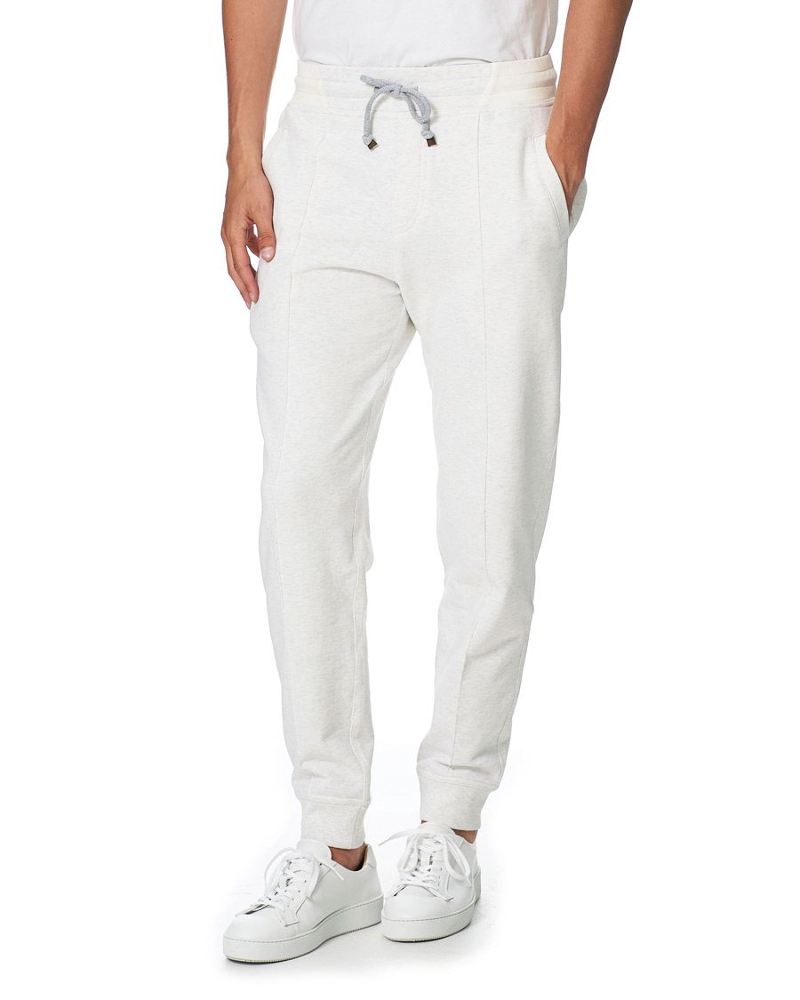 Herre | Bukser | Brunello Cucinelli | Soft Fleece Cotton Jogging Pants Off White