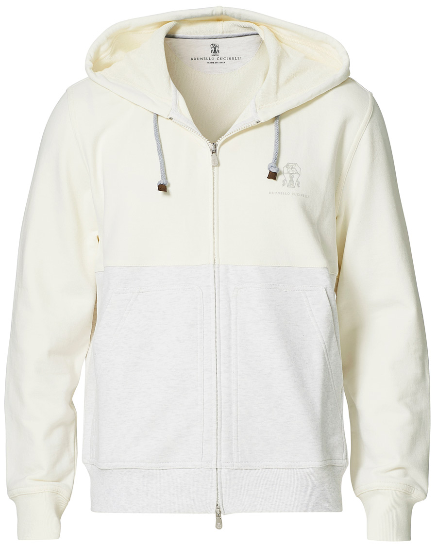 Herre | Gensere | Brunello Cucinelli | Soft Fleece Cotton Zip Sweater Off White