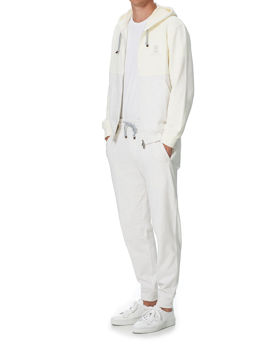 Herre | Gensere | Brunello Cucinelli | Soft Fleece Cotton Zip Sweater Off White
