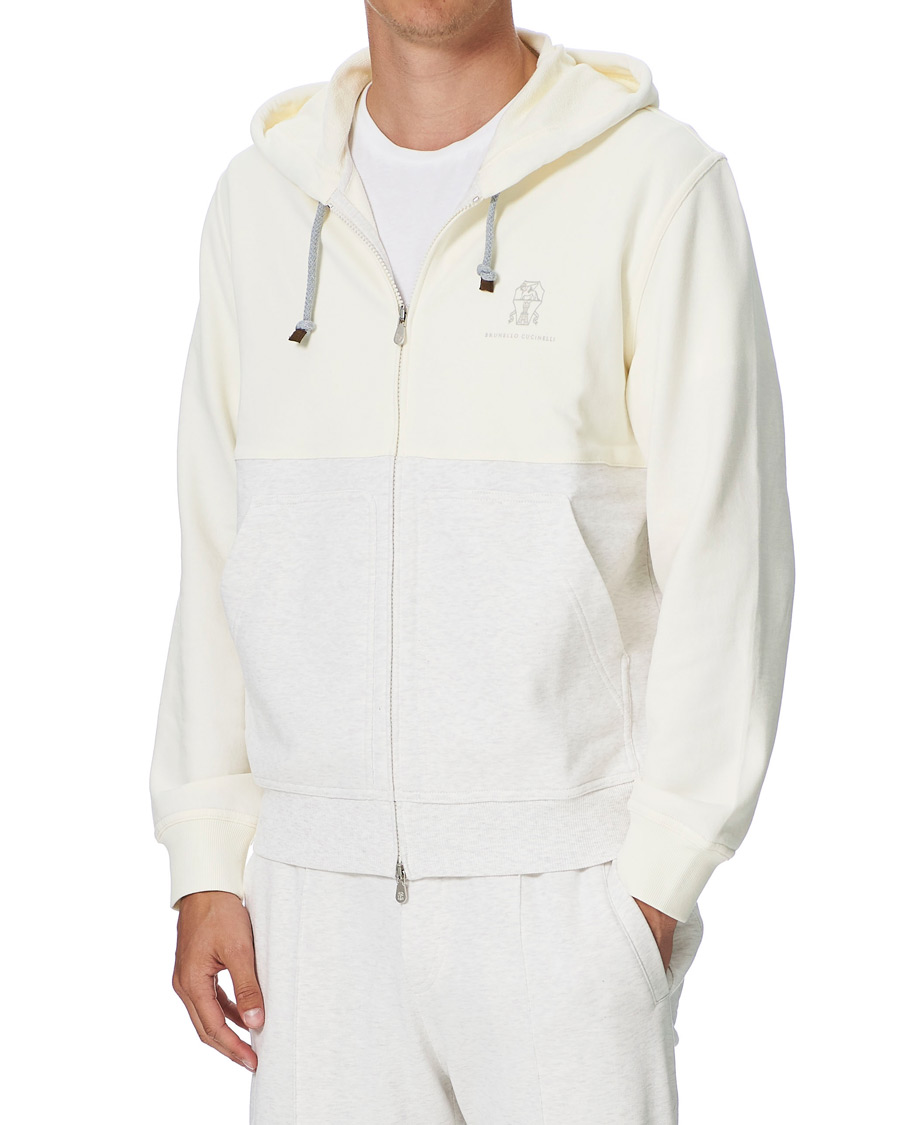 Herre | Gensere | Brunello Cucinelli | Soft Fleece Cotton Zip Sweater Off White