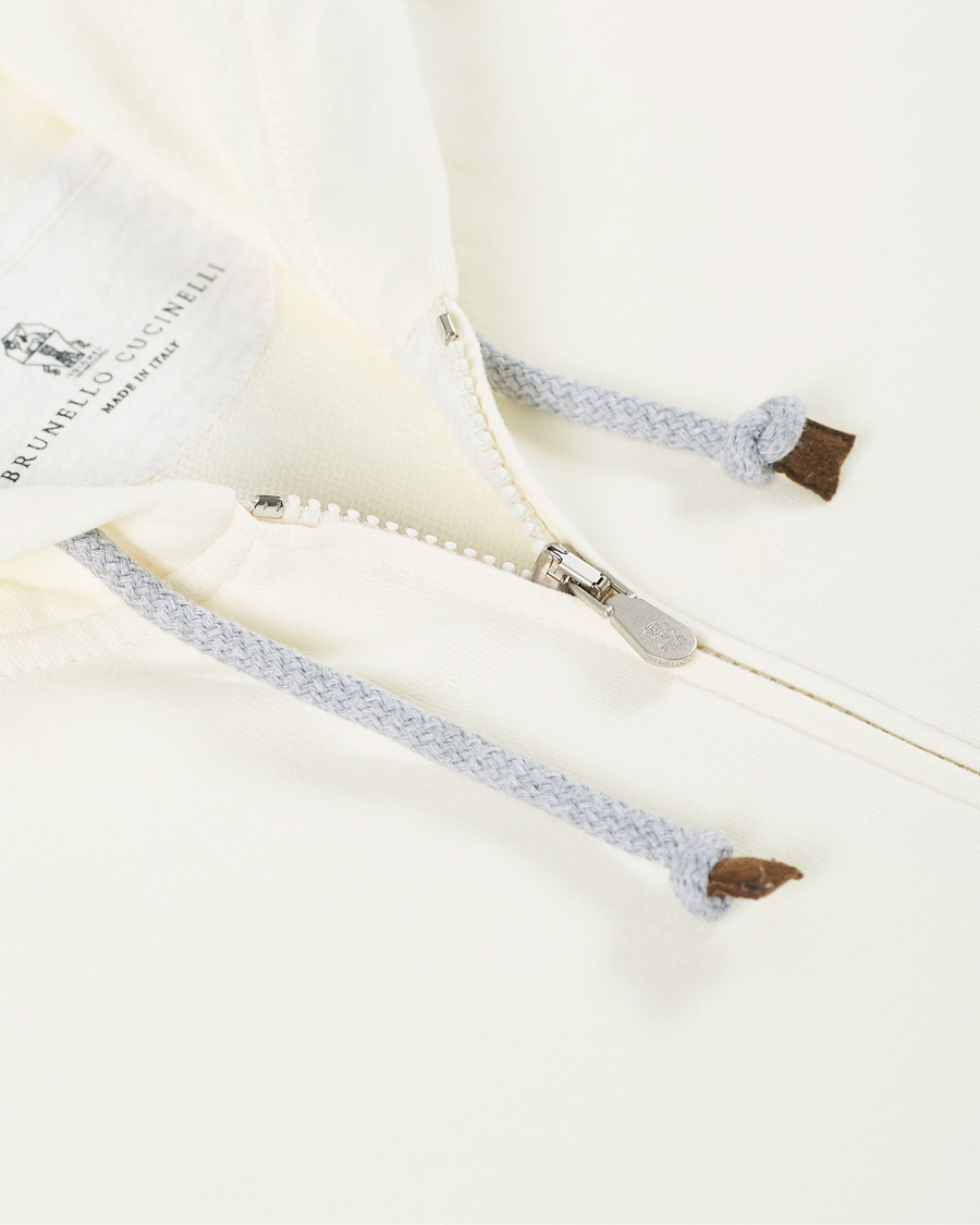 Herre | Gensere | Brunello Cucinelli | Soft Fleece Cotton Zip Sweater Off White