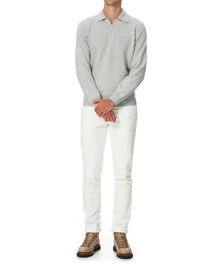 Herre | Gensere | Brunello Cucinelli | Cashmere Zip Polo Light Grey