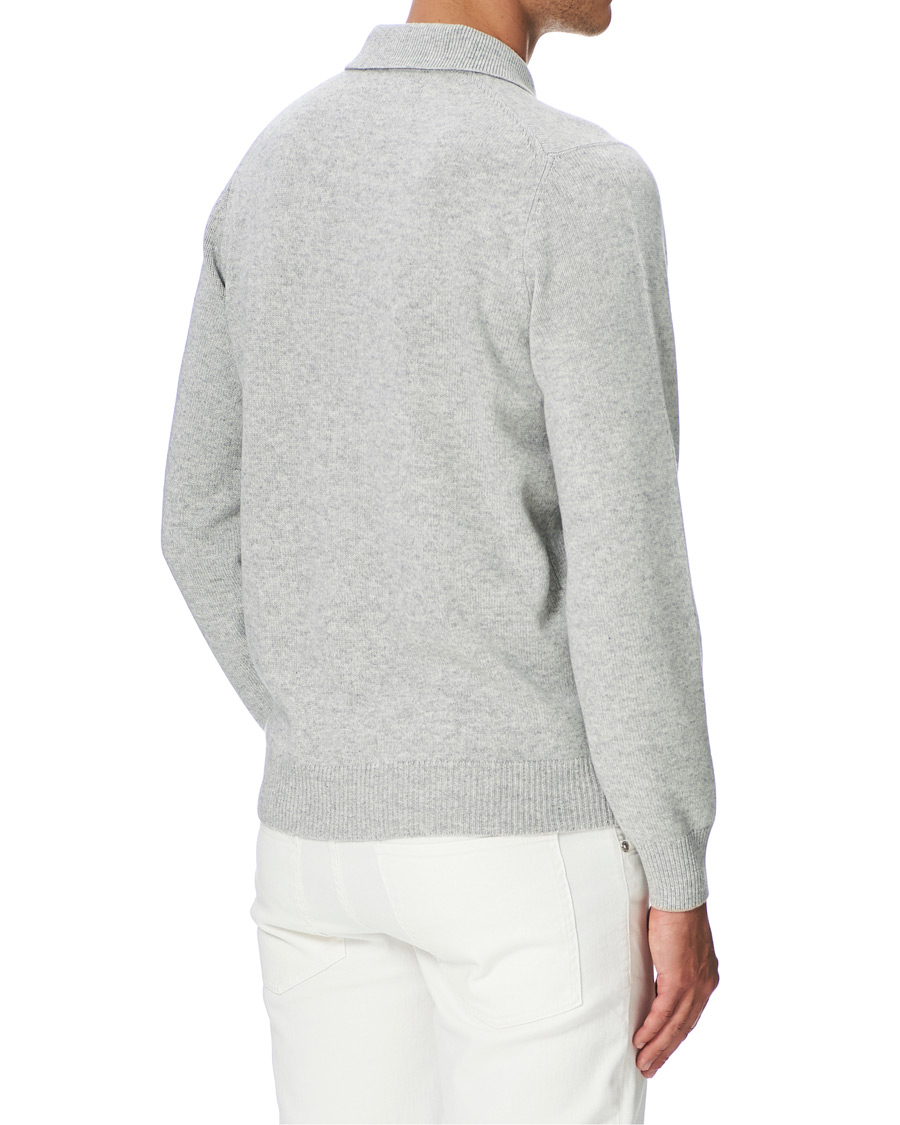 Herre | Gensere | Brunello Cucinelli | Cashmere Zip Polo Light Grey
