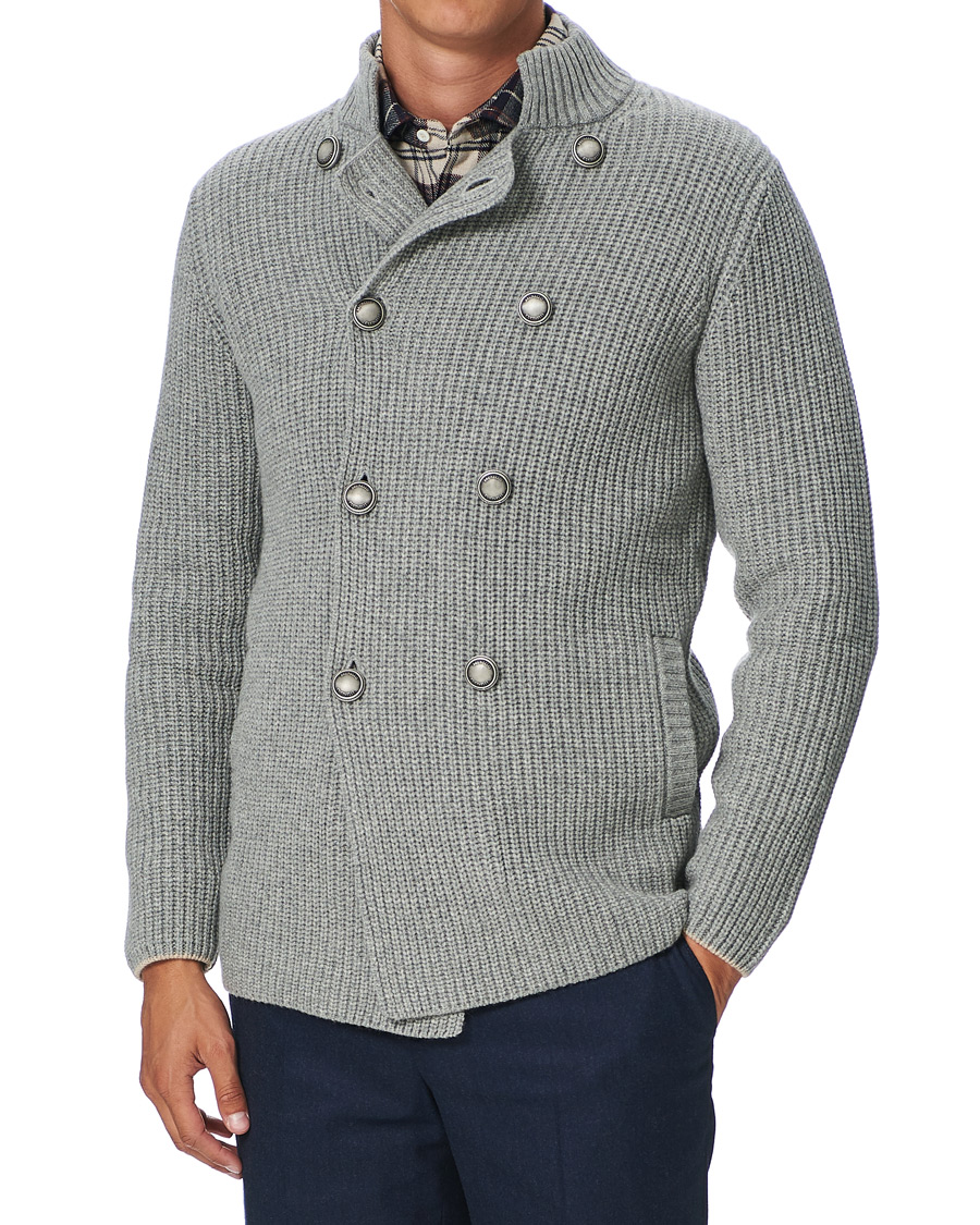 Herre | Gensere | Brunello Cucinelli | Double Breasted Cashmere Cardigan Jacket Grey Melange