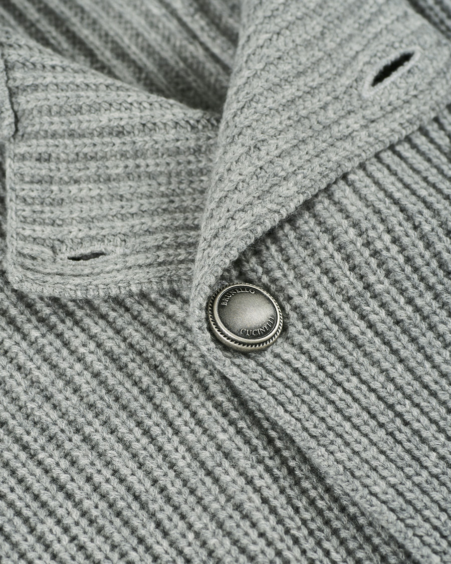 Herre | Gensere | Brunello Cucinelli | Double Breasted Cashmere Cardigan Jacket Grey Melange