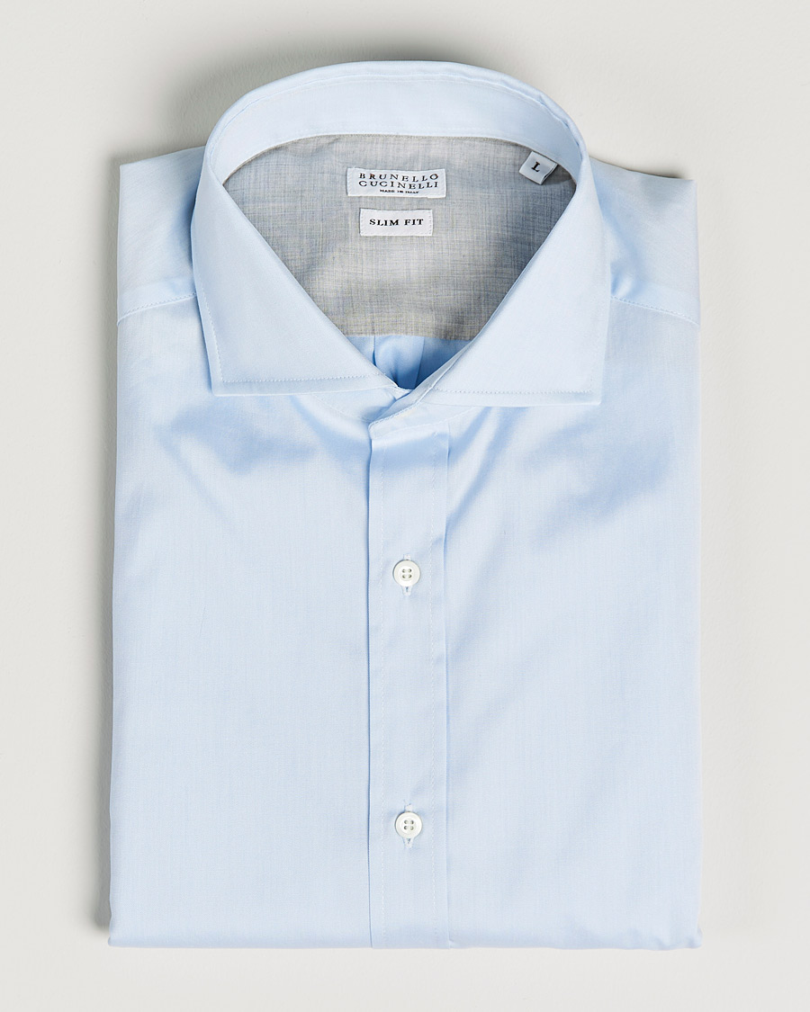 Herre |  | Brunello Cucinelli | Slim Fit Twill Cotton Shirt Light Blue