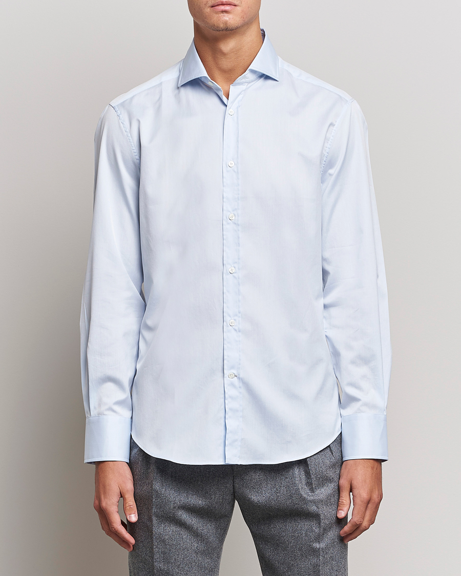 Herre | Casualskjorter | Brunello Cucinelli | Slim Fit Poplin Shirt Light Blue