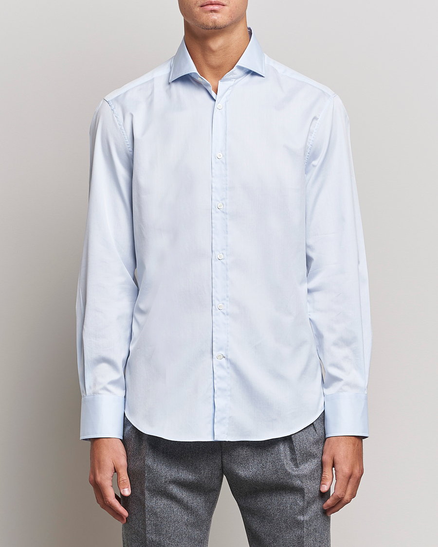 Herre | Skjorter | Brunello Cucinelli | Slim Fit Poplin Shirt Light Blue