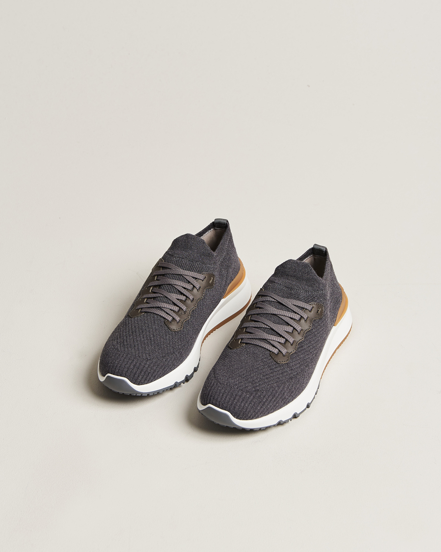 Herre | Brunello Cucinelli | Brunello Cucinelli | Flannel Running Sneakers Dark Grey