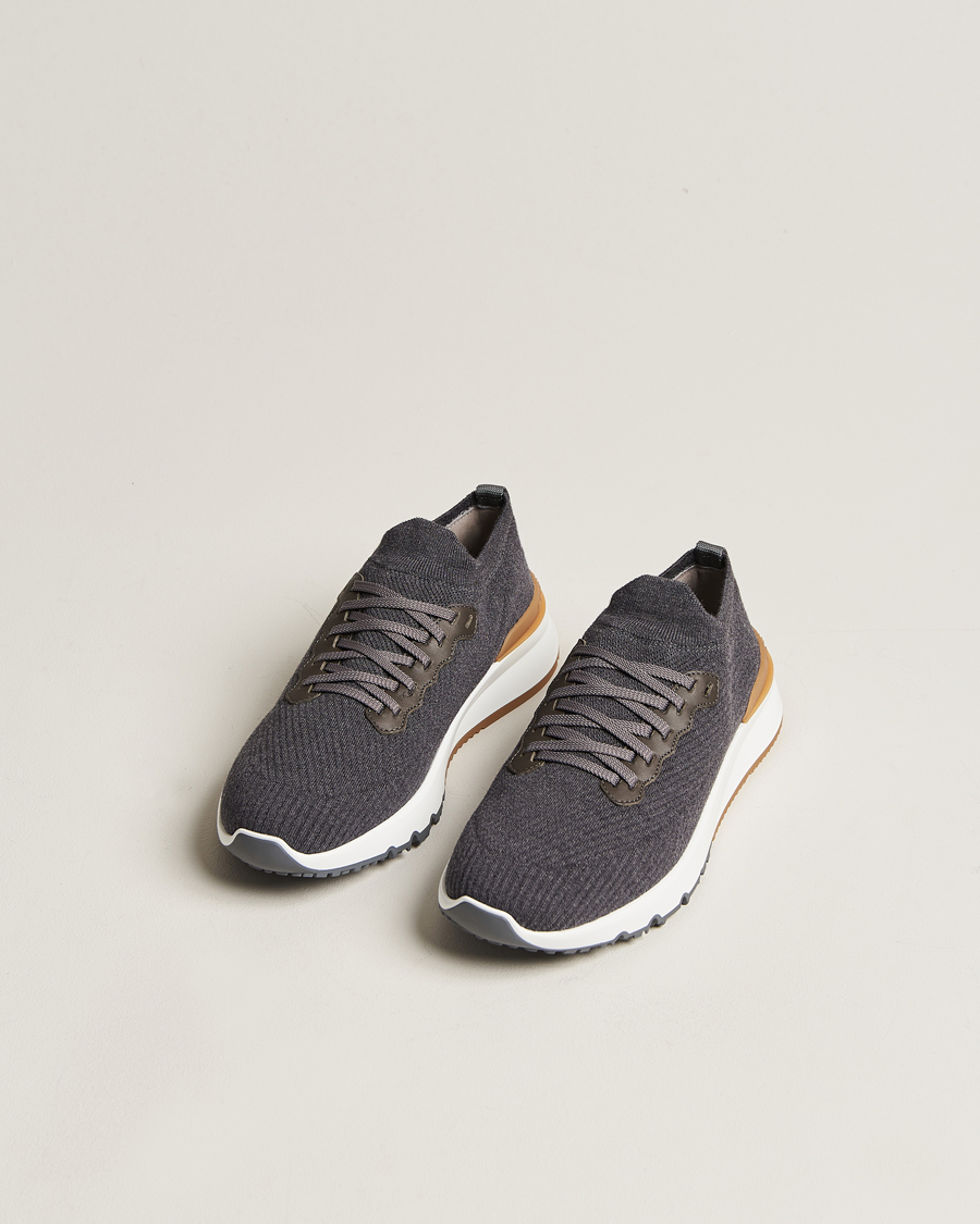 Herre | Brunello Cucinelli Flannel Running Sneakers Dark Grey | Brunello Cucinelli | Flannel Running Sneakers Dark Grey