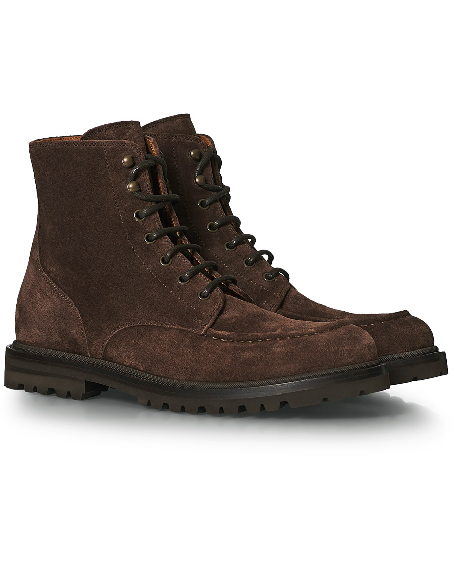 Herre | Brunello Cucinelli Moc Toe Lace Up Boot Dark Brown Suede | Brunello Cucinelli | Moc Toe Lace Up Boot Dark Brown Suede