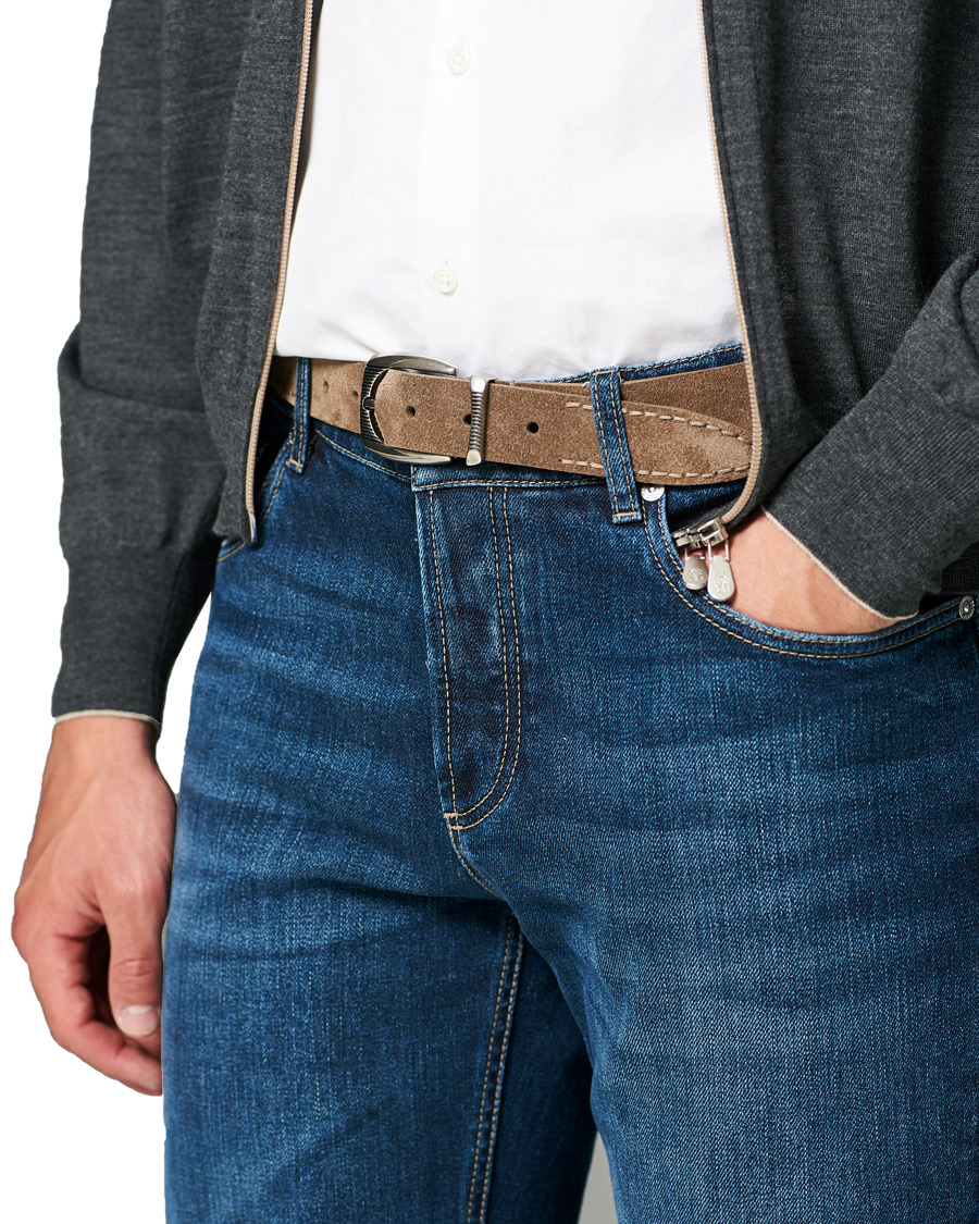 Herre | Brunello Cucinelli Plain Belt Brown Suede | Brunello Cucinelli | Plain Belt Brown Suede