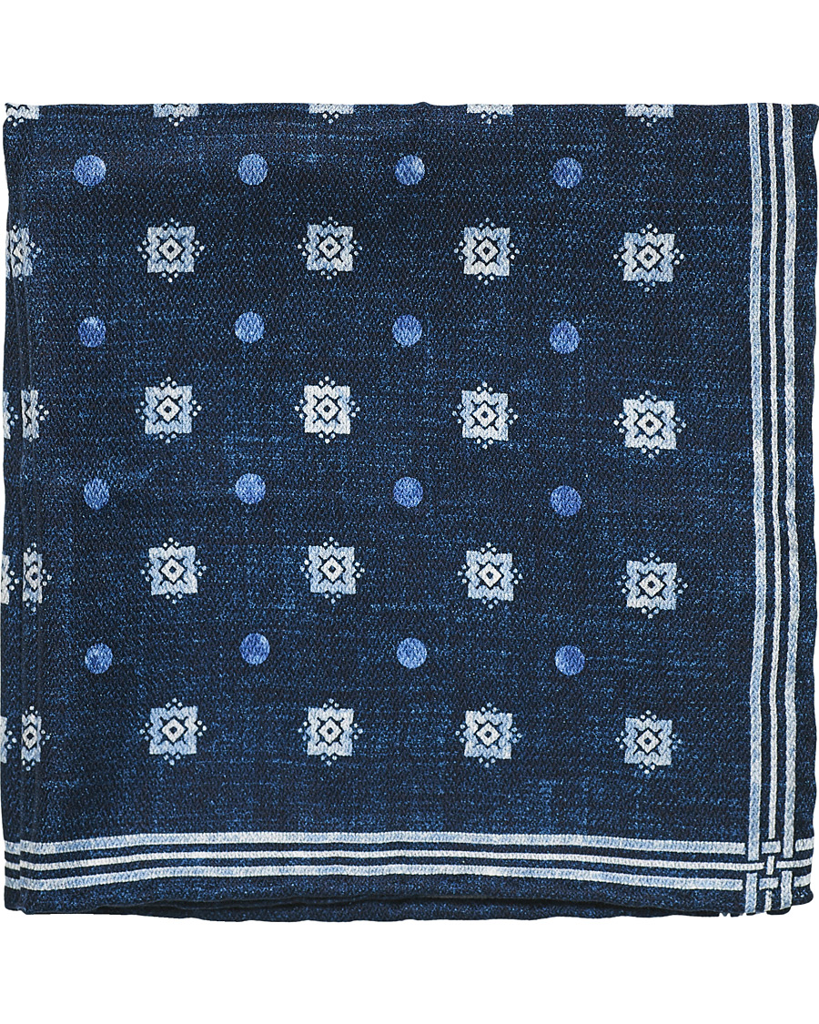 Herre | Brunello Cucinelli Micro Dot Silk Pocket Square Navy | Brunello Cucinelli | Micro Dot Silk Pocket Square Navy