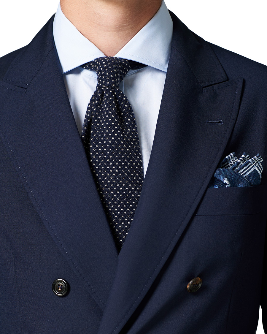 Herre | Brunello Cucinelli Micro Dot Silk Pocket Square Navy | Brunello Cucinelli | Micro Dot Silk Pocket Square Navy