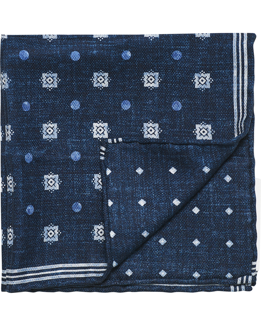 Herre | Brunello Cucinelli Micro Dot Silk Pocket Square Navy | Brunello Cucinelli | Micro Dot Silk Pocket Square Navy