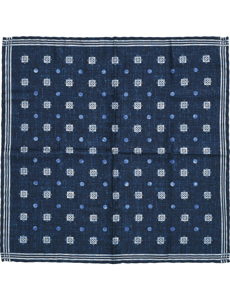 Herre | Brunello Cucinelli Micro Dot Silk Pocket Square Navy | Brunello Cucinelli | Micro Dot Silk Pocket Square Navy