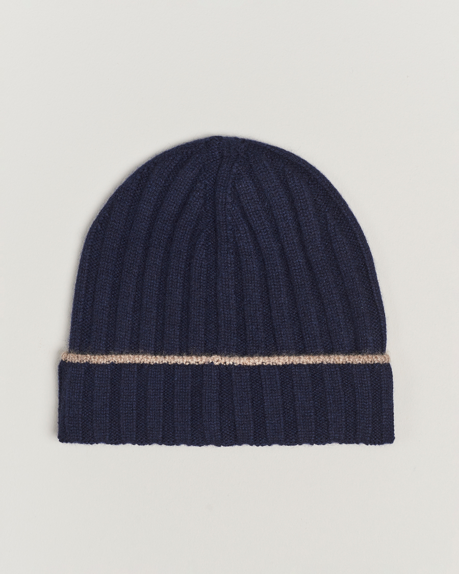 Herre | Brunello Cucinelli Cashmere Contrast Beanie Navy | Brunello Cucinelli | Cashmere Contrast Beanie Navy