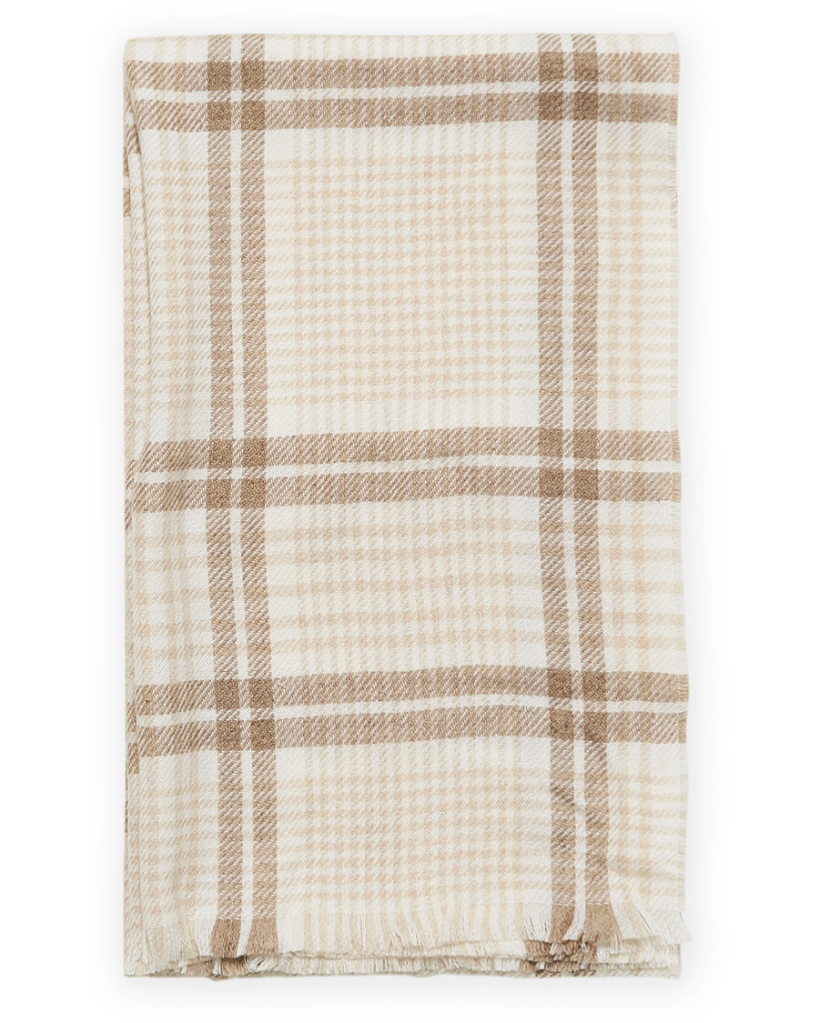 Herre | Brunello Cucinelli Checked Cashmere Scarf Beige | Brunello Cucinelli | Checked Cashmere Scarf Beige