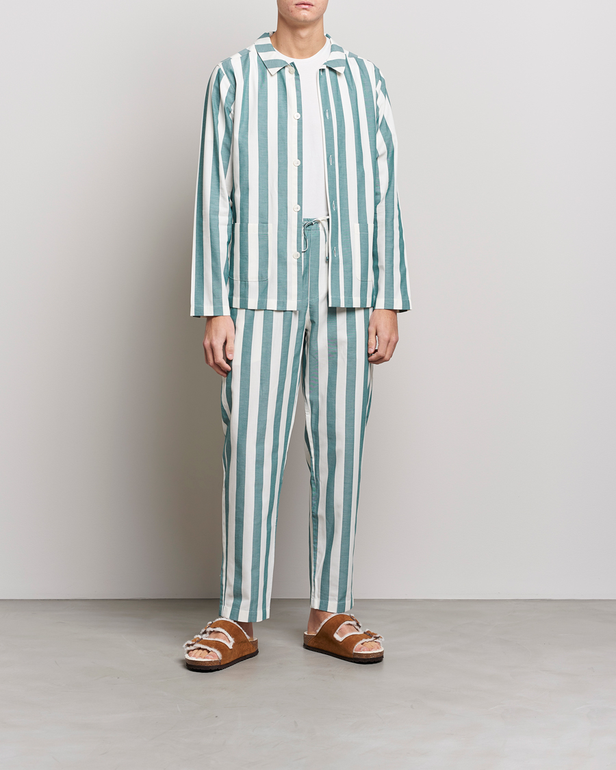 Herre | Pyjamaser og badekåper | Nufferton | Uno Striped Pyjama Set Green/White