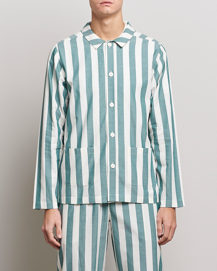 Herre | Pyjamaser og badekåper | Nufferton | Uno Striped Pyjama Set Green/White