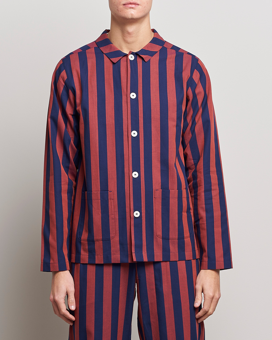 Herre | Pyjamaser og badekåper | Nufferton | Uno Striped Pyjama Set Blue/Red
