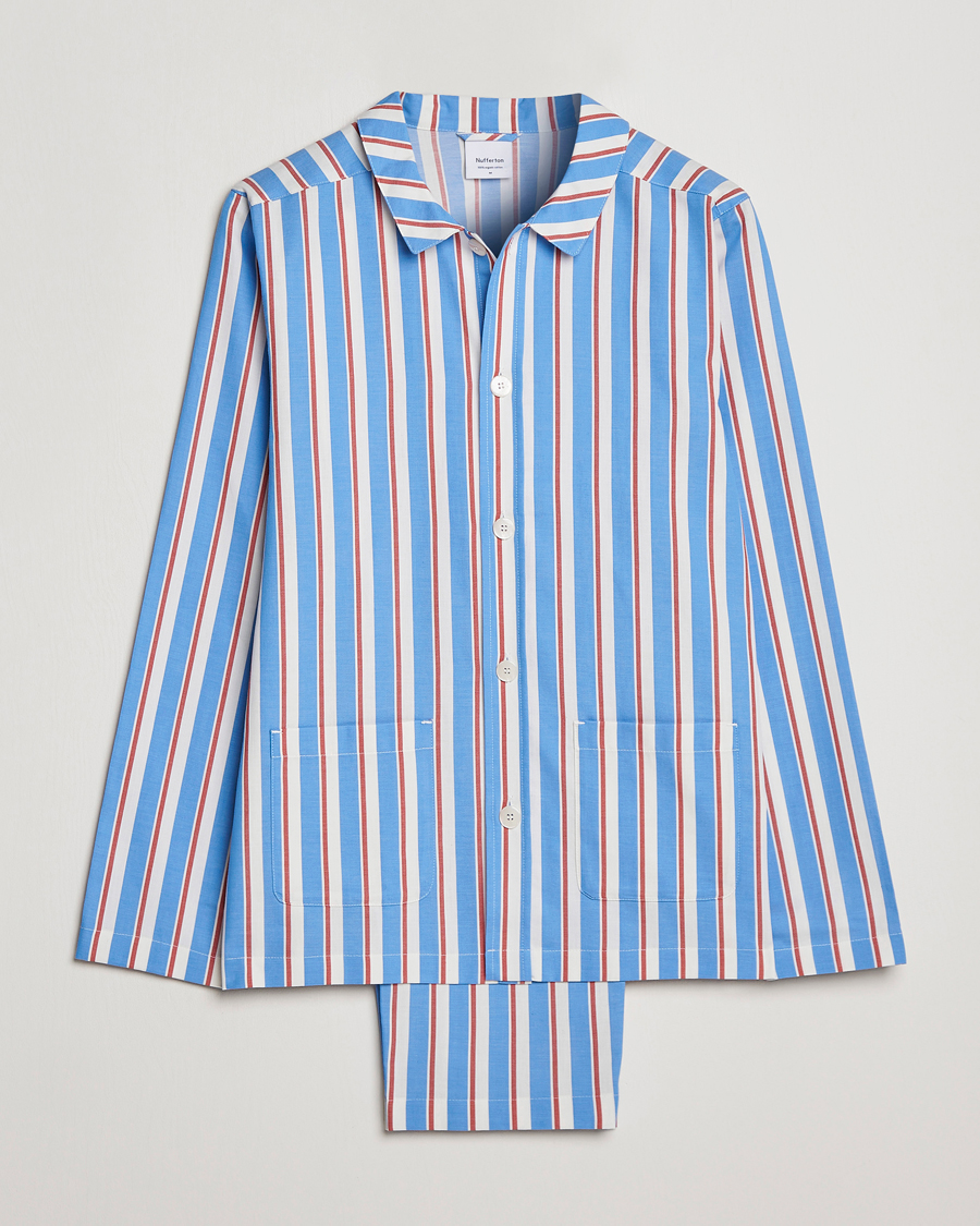 Herre |  | Nufferton | Uno Triple Striped Pyjama Set Blue/White/Red