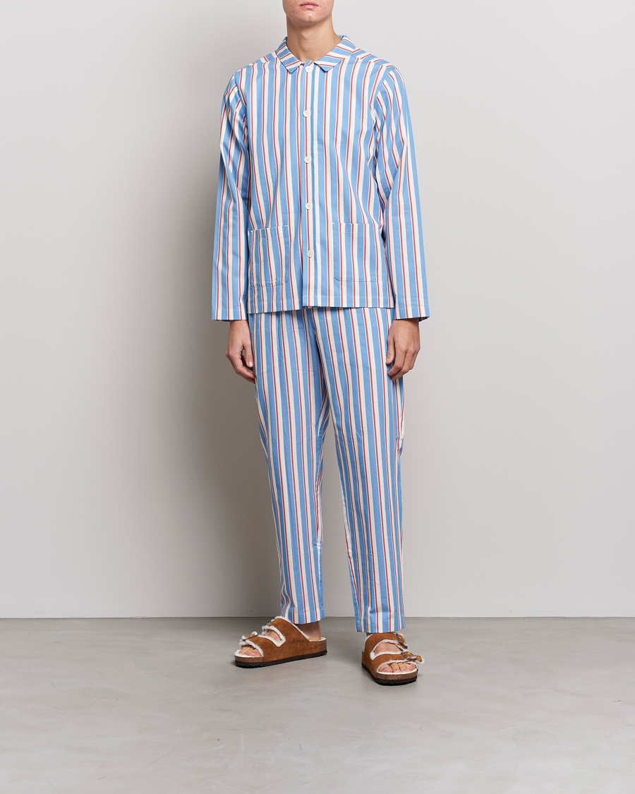 Herre | Pyjamaser og badekåper | Nufferton | Uno Triple Striped Pyjama Set Blue/White/Red