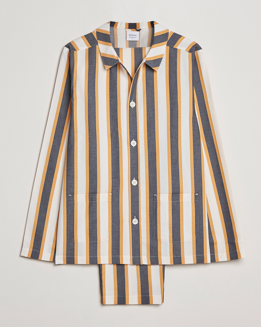 Herre | Pyjamaser og badekåper | Nufferton | Uno Triple Striped Pyjama Set Yellow/Blue