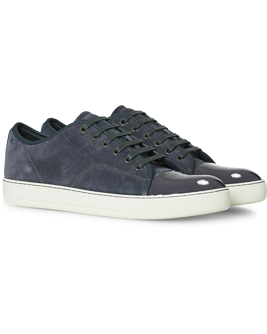 Herre | Lanvin Patent Cap Toe Sneaker Slate Grey | Lanvin | Patent Cap Toe Sneaker Slate Grey