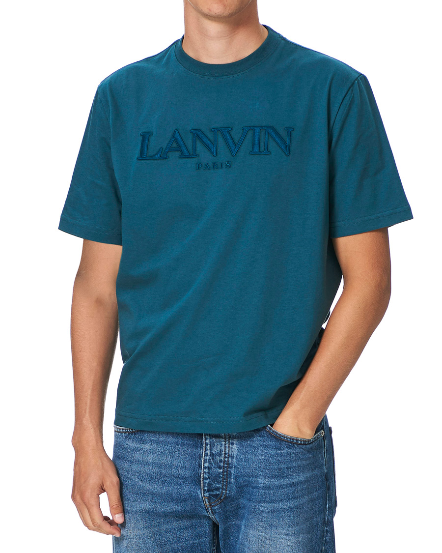 Herre | T-Shirts | Lanvin | Embroidered Logo Short Sleeve T-Shirt Slate