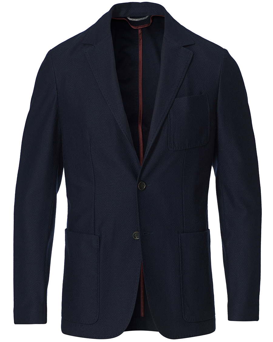 Herre | Dressjakker | Canali | Structured Wool Jersey Blazer Navy